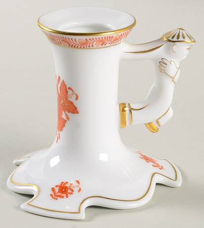 Chinese Bouquet Rust (AOG) 3" Candlestick by Herend