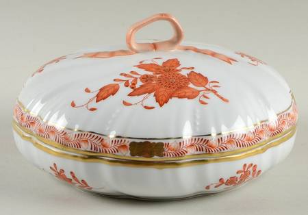 Chinese Bouquet Rust (AOG) 6" Candy Box with Lid by Herend
