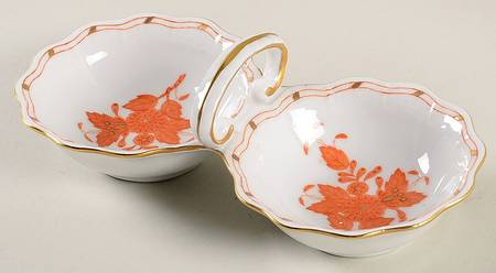 Chinese Bouquet Rust (AOG) Double Salt Dip by Herend