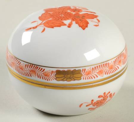 Chinese Bouquet Rust (AOG) Small Round Bon Bon & Lid by Herend