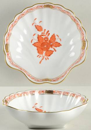 Chinese Bouquet Rust (AOG) Shell Shaped Dish by Herend