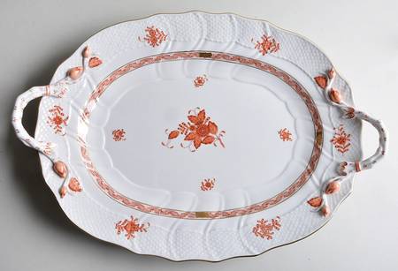 Chinese Bouquet Rust (AOG) 16" Oval Serving Platter