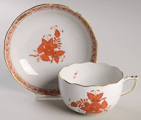 Chinese Bouquet Rust (AOG) Flat Cup & Saucer Set