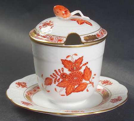 Chinese Bouquet Rust (AOG) Jam/Jelly & Lid w/Attached Underplate