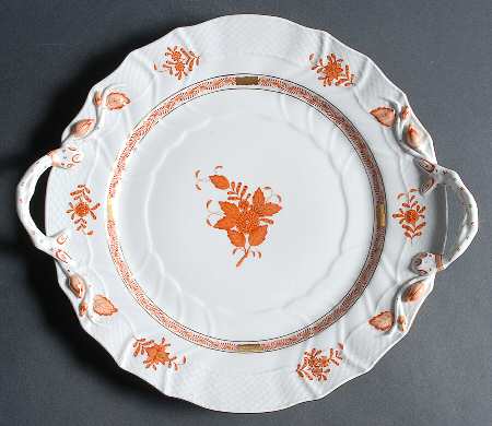 Chinese Bouquet Rust (AOG) 12" Handled Chop Plate (Round Platter)