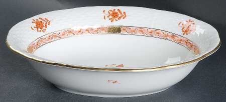 Chinese Bouquet Rust (AOG) 10" Oval Vegetable Bowl