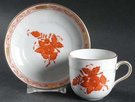 Chinese Bouquet Rust (AOG) Flat Demitasse Cup & Saucer Set