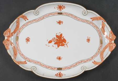 Chinese Bouquet Rust (AOG) 15" Oval Tray by Herend