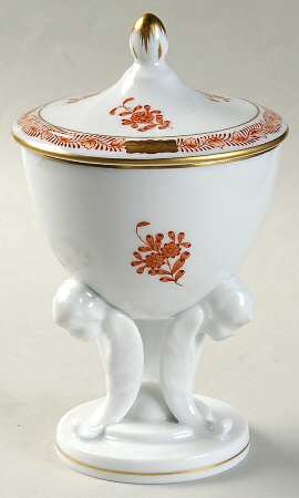 Chinese Bouquet Rust (AOG) Round Trinket Box & Lid by Herend