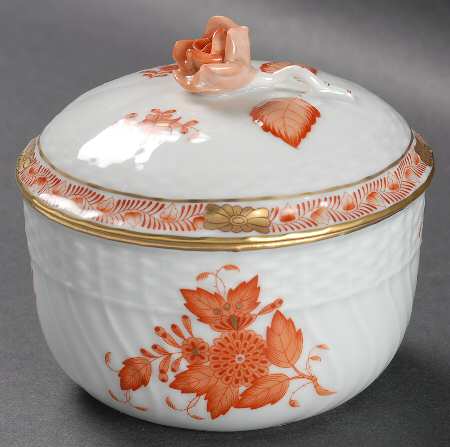 Chinese Bouquet Rust (AOG) Sugar Bowl & Lid