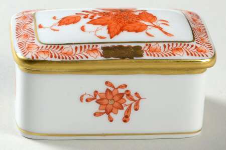 Chinese Bouquet Rust (AOG) Trinket Box & Lid by Herend