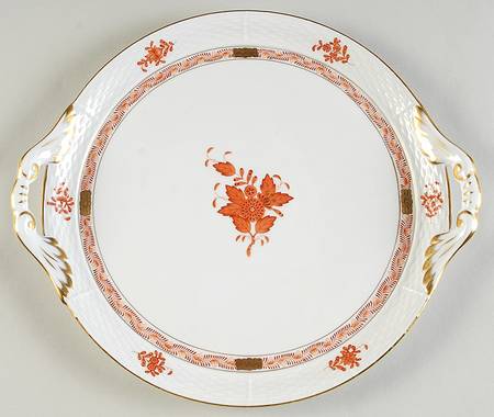 Chinese Bouquet Rust (AOG) Handled Cake Plate