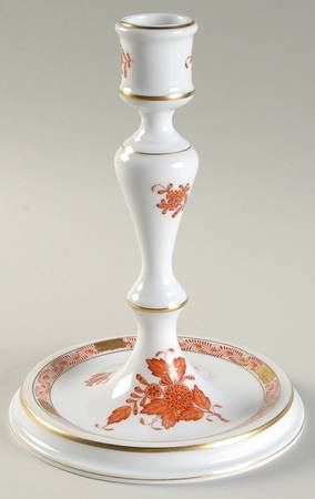 Chinese Bouquet Rust (AOG) 7" Candlestick by Herend