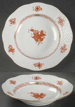 Chinese Bouquet Rust (AOG) Rim Soup Bowl