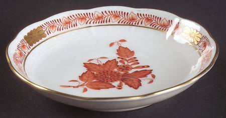 Chinese Bouquet Rust (AOG) 4" Round Scalloped Dish