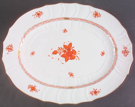 Chinese Bouquet Rust (AOG) 18" Oval Serving Platter