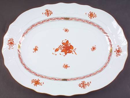 Chinese Bouquet Rust (AOG) 16" Oval Serving Platter