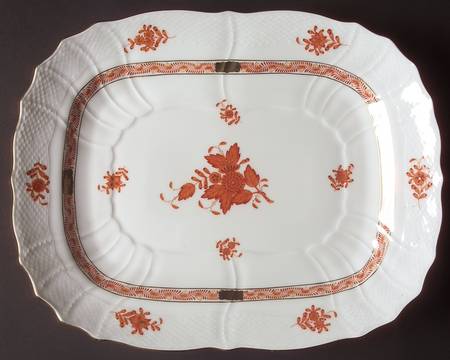 Chinese Bouquet Rust (AOG) 12" Oval Serving Platter