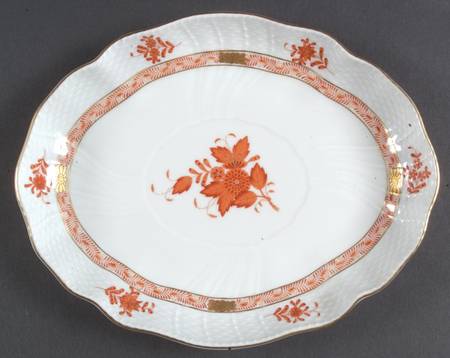 Chinese Bouquet Rust (AOG) 10" Oval Dish