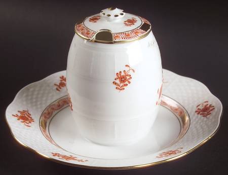 Chinese Bouquet Rust (AOG) Jam/Jelly & Lid w/Attached Underplate