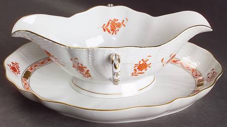 Chinese Bouquet Rust (AOG) Gravy Boat & Underplate