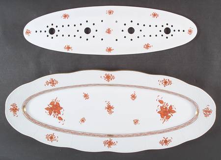 Chinese Bouquet Rust (AOG) 23" Fish Platter & Strainer 23" by Herend