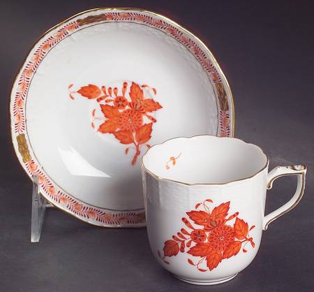 Chinese Bouquet Rust (AOG) Flat Demitasse Cup & Saucer Set