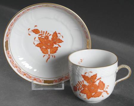 Chinese Bouquet Rust (AOG) Flat Demitasse Cup & Saucer Set