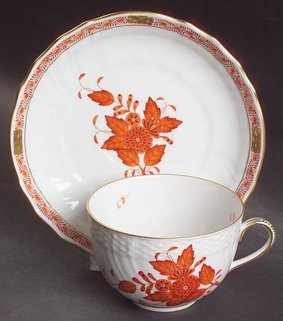 Chinese Bouquet Rust (AOG) Flat Cup & Saucer Set