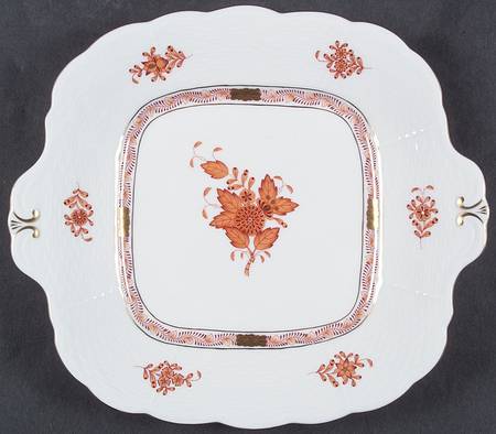 Chinese Bouquet Rust (AOG) Square Handled Cake Plate