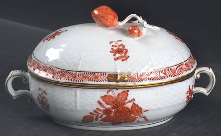 Chinese Bouquet Rust (AOG) Oval Candy Box & Lid