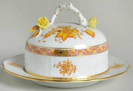 Chinese Bouquet Yellow (AJ) Round Covered Butter