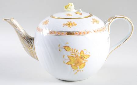 Chinese Bouquet Yellow (AJ) Large Tea Pot & Lid