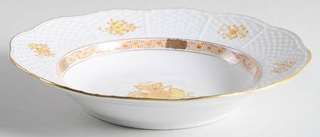 Chinese Bouquet Yellow (AJ) Rim Soup Bowl