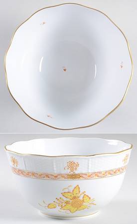 Chinese Bouquet Yellow (AJ) 7" Round Vegetable Bowl