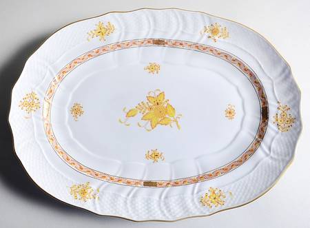 Chinese Bouquet Yellow (AJ) 15" Oval Serving Platter