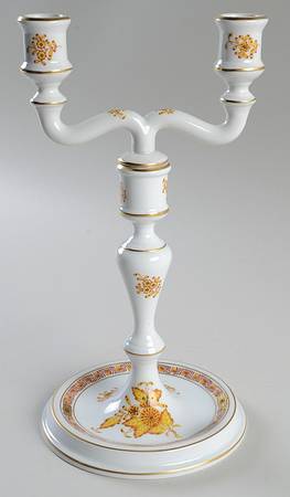 Chinese Bouquet Yellow (AJ) Double Light Candlestick