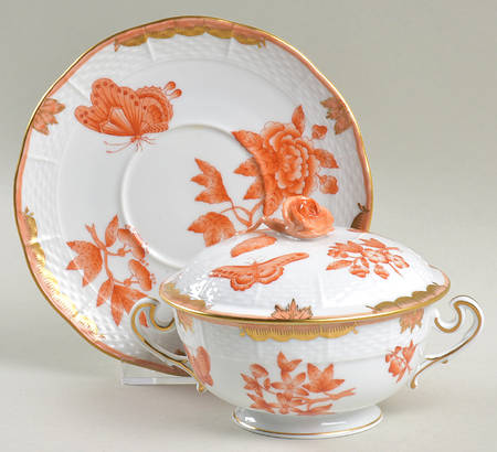 Fortuna (Vboh) Cream Soup Bowl & Saucer Set with Lid