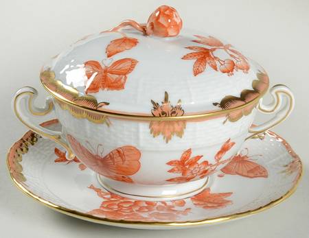 Fortuna (Vboh) Cream Soup Bowl & Saucer Set with Lid