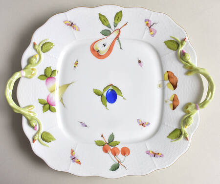 Fruits & Flowers (BFR) Square Handled Cake Plate