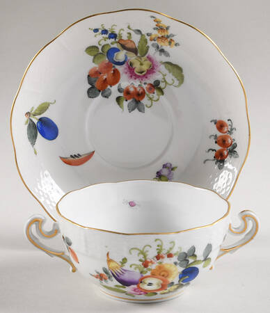 Fruits & Flowers (BFR) Flat Cream Soup Bowl & Saucer Set