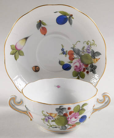 Fruits & Flowers (BFR) Flat Cream Soup Bowl & Saucer Set