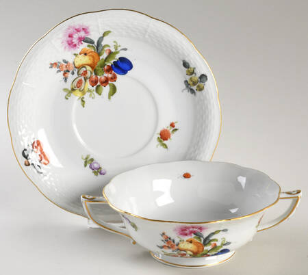 Fruits & Flowers (BFR) Footed Cream Soup Bowl & Saucer Set