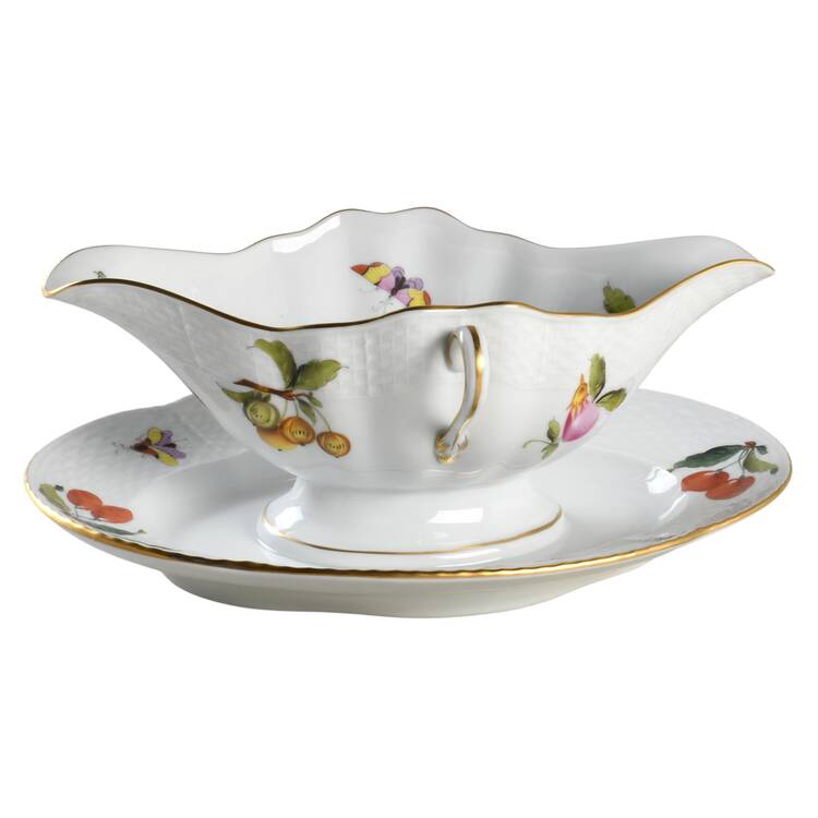 Fruits & Flowers (BFR) Gravy Boat with Attached Underplate
