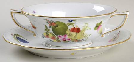 Fruits & Flowers (BFR) Footed Cream Soup Bowl & Saucer Set