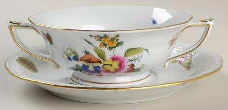 Fruits & Flowers (BFR) Footed Cream Soup Bowl & Saucer Set