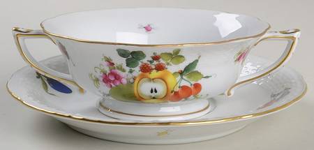 Fruits & Flowers (BFR) Footed Cream Soup Bowl & Saucer Set