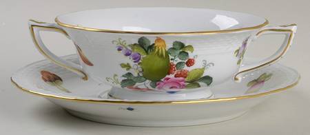 Fruits & Flowers (BFR) Footed Cream Soup Bowl & Saucer Set