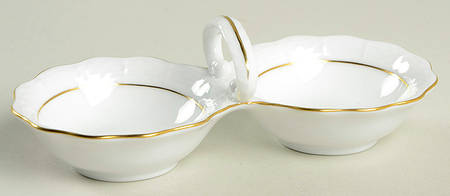Golden Edge Newer (HDE) Twin Salt Dip W/Center Handle