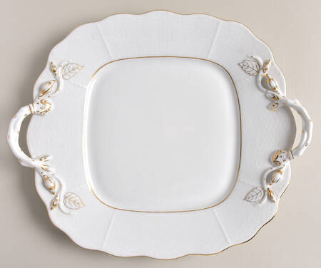 Golden Edge Newer (HDE) Square Handled Cake Plate